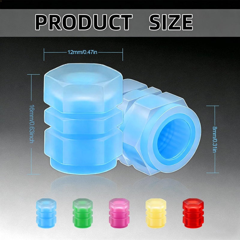 MUMUMAB 20 Pcs Glow in The Dark Tire Valve Caps Fluorescent Tire Valve Stem Caps, Cool Car Present for Universal Decoration Accessories for Car SUV Bicycle Motorcycles Trucks (Colorful) - Image 2